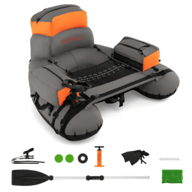 350lbs Inflatable Fishing Float Tube - 2 Air Chambers, Rod Holder+Fish Ruler, Orange+Gray (Option: defaulttitle)