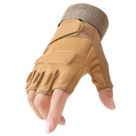 Outdoor Tactical Gloves Airsoft Sport Gloves Half Finger Military Men Women Combat Shooting Hunting Fitness Fingerless Gloves (Color: khaki, Gloves Size: M)