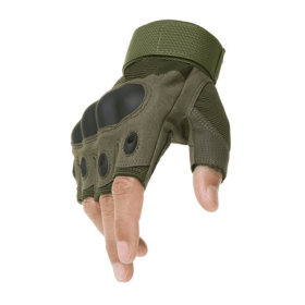 ouTactical Hard Knuckle Fingerless Gloves For Hunting Shooting Airsoft Paintball (Color: Green, size: M)