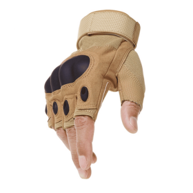 ouTactical Hard Knuckle Fingerless Gloves For Hunting Shooting Airsoft Paintball (Color: Yellow, size: L)