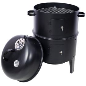 Charcoal Smoked Grill, Outdoor Cooking, 16 Inch Vertical Smoker Portable Grill Suitable For Camping, Black (Option: Black)