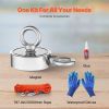 VEVOR Magnet Fishing Kit, 1000 LBS/454 Kg Double-Sided Pulling Force Strong Magnet Fishing Kit